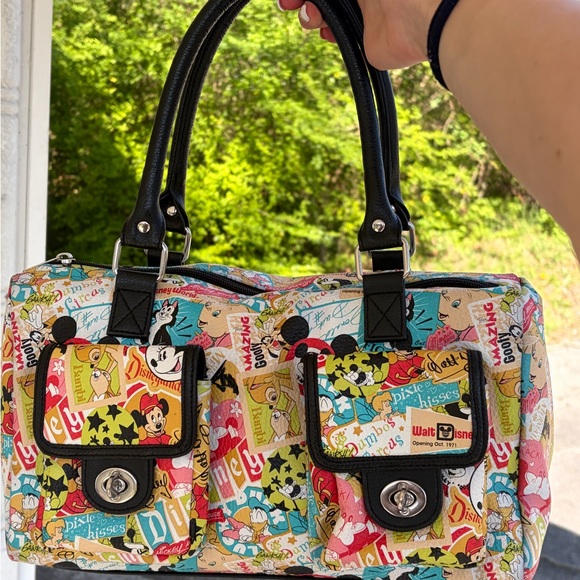 Colorful Cartoon-Print Women’s Shoulder Bag with Black Handles - Picture 6 of 6